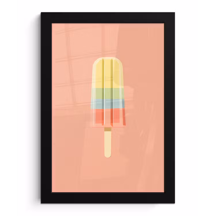 Waterijsje - Pasteltinten - Minimalistisch fotolijst zwart zonder passe partout klein -3d