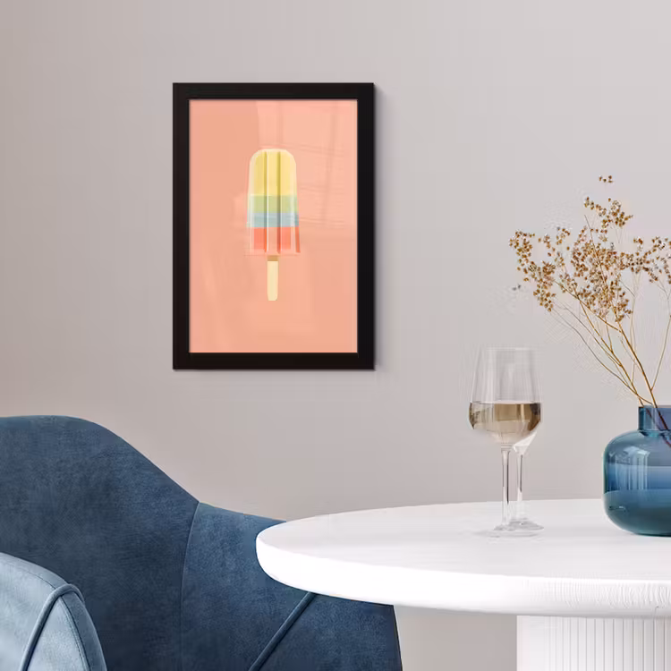 Waterijsje - Pasteltinten - Minimalistisch fotolijst zwart zonder passe partout klein -sfeer4