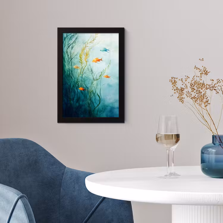Waterplanten - Vissen - Kleurrijk - Water fotolijst zwart zonder passe partout klein -sfeer4