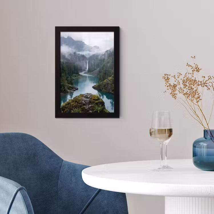Waterval - Bomen - Bergen fotolijst zwart zonder passe partout klein -sfeer4