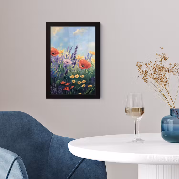 Weide - Bloemen - Kleurrijk fotolijst zwart zonder passe partout klein -sfeer4