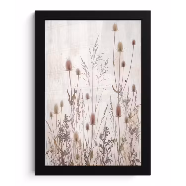 Weidebloemen - Design - Sepia fotolijst zwart zonder passe partout klein -3d