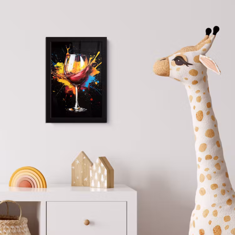 Wijn - Glas - Graffiti - Borrel - Rood - Verf fotolijst zwart zonder passe partout klein -usfeer4_kinderkamer