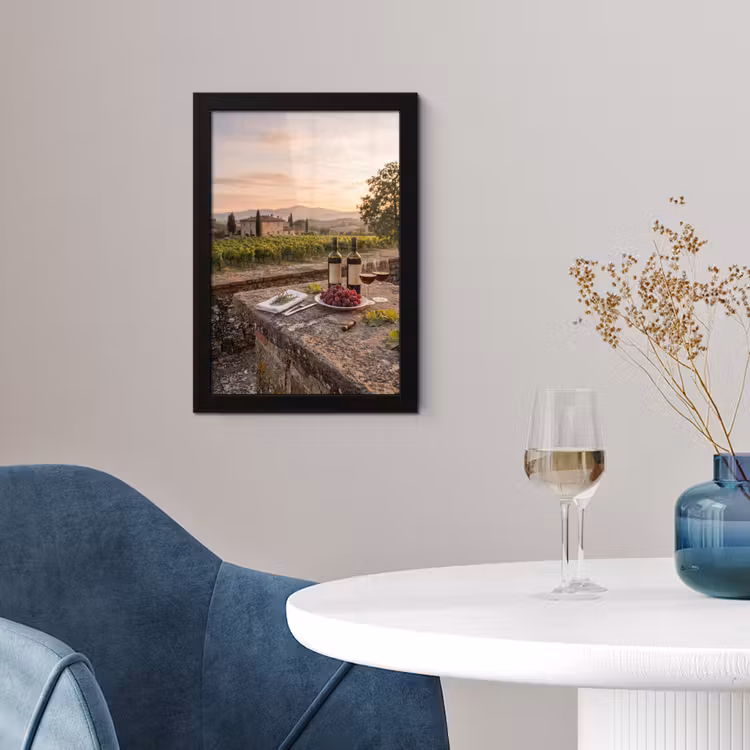 Wijn - Glazen - Druiven - Wijngaard fotolijst zwart zonder passe partout klein -sfeer4
