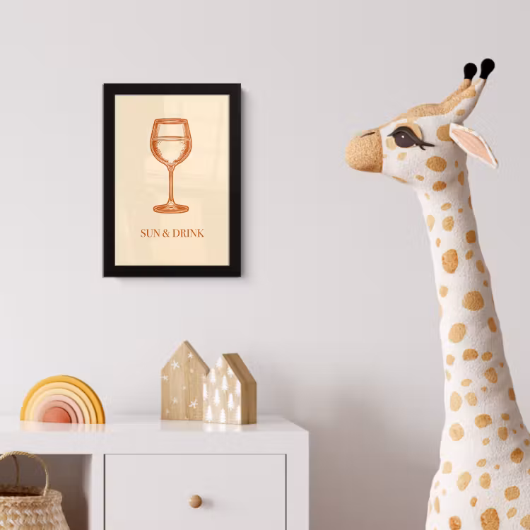Wijn - Zomer - Quote - Oranje fotolijst zwart zonder passe partout klein -usfeer4_kinderkamer
