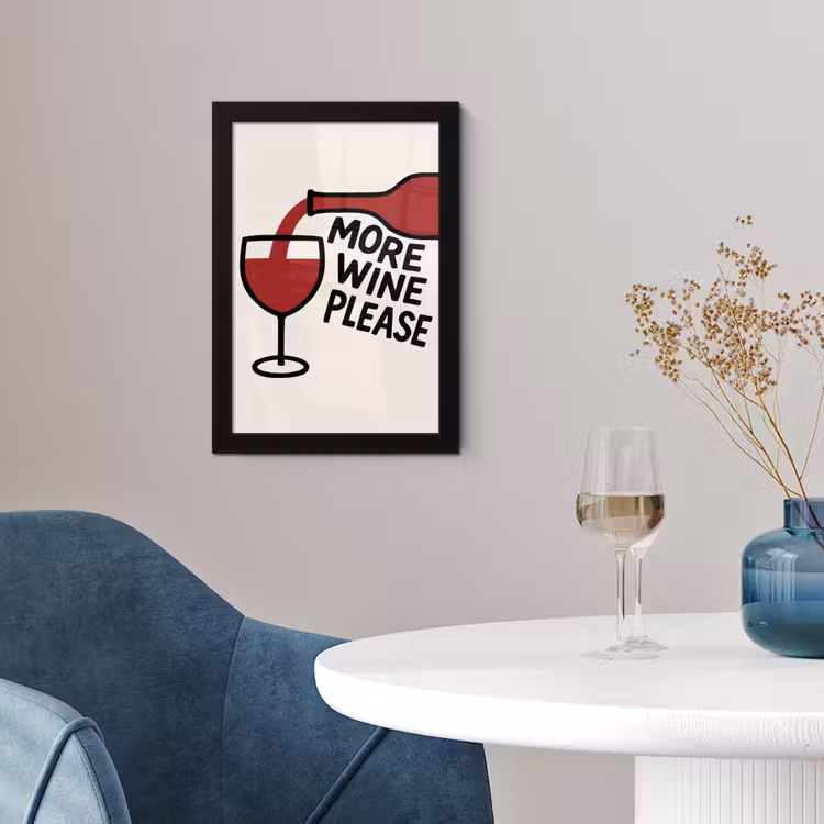 Wijnfles - Quote - Rood - Glas fotolijst zwart zonder passe partout klein -sfeer4