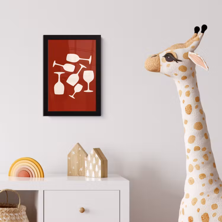 Wijnglazen - Silhouetten - Wit fotolijst zwart zonder passe partout klein -usfeer4_kinderkamer