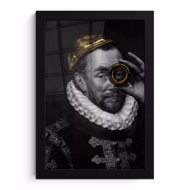 Willem van Oranje - Adriaen Thomasz - Goud - Lens fotolijst zwart zonder passe partout klein -3d