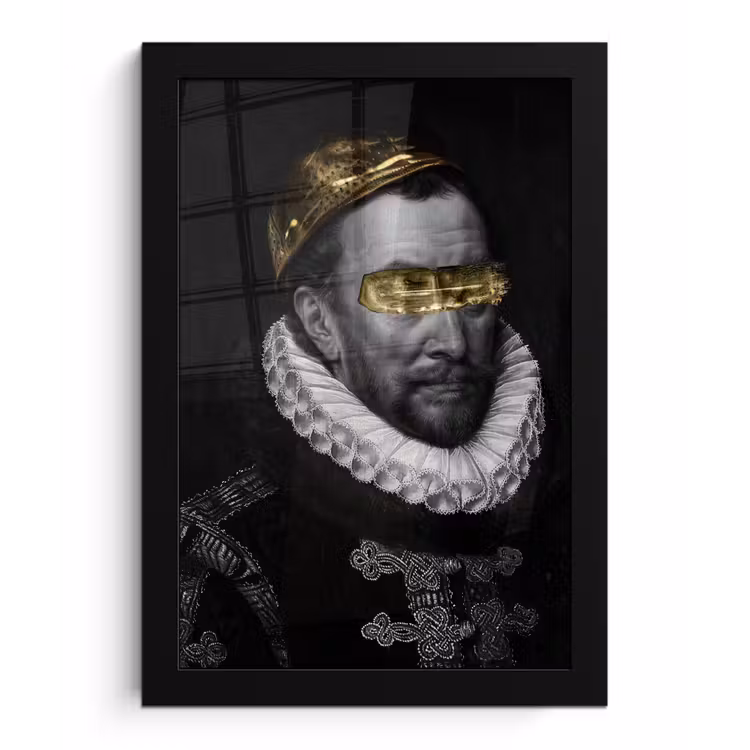 Willem van Oranje - Adriaen Thomasz - Zwart - Wit fotolijst zwart zonder passe partout klein -3d