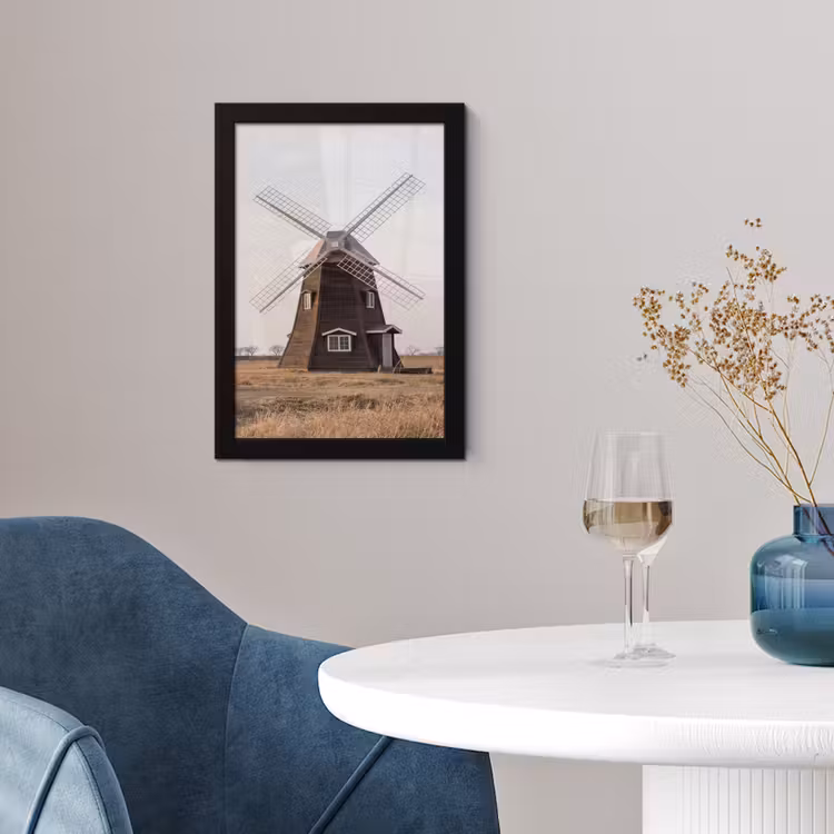Windmolens - Landschap - Veld fotolijst zwart zonder passe partout klein -sfeer4