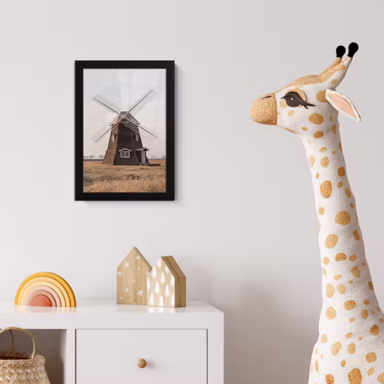 Windmolens - Landschap - Veld fotolijst zwart zonder passe partout klein -usfeer4_kinderkamer
