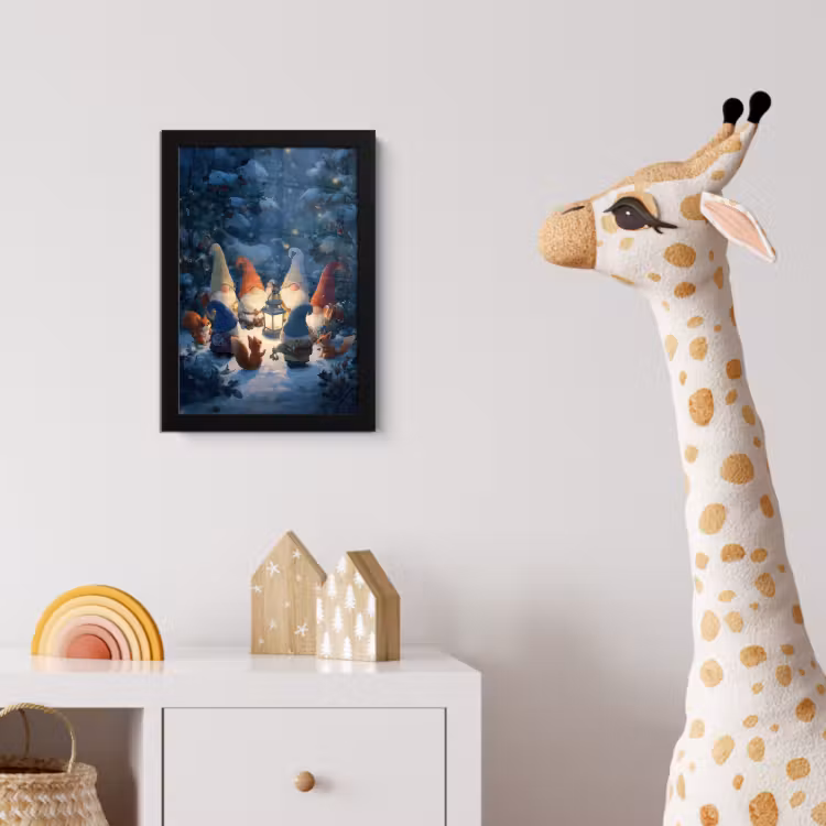 Winter - Gnooms - Eekhoorns - Meerkleurig fotolijst zwart zonder passe partout klein -usfeer4_kinderkamer