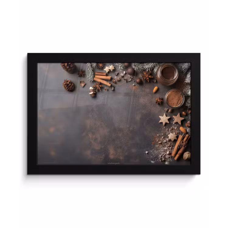 Winter - Kerst - Specerijen - Beton fotolijst zwart zonder passe partout klein -3d