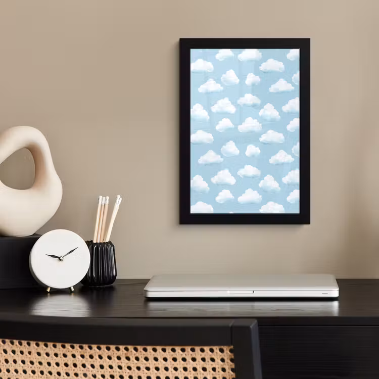 Wolken - Illustratie - Blauw fotolijst zwart zonder passe partout klein 224 -sfeer1