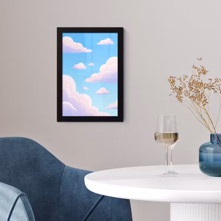 Wolken - Roze - Blauw - Natuur - Modern fotolijst zwart zonder passe partout klein -sfeer4