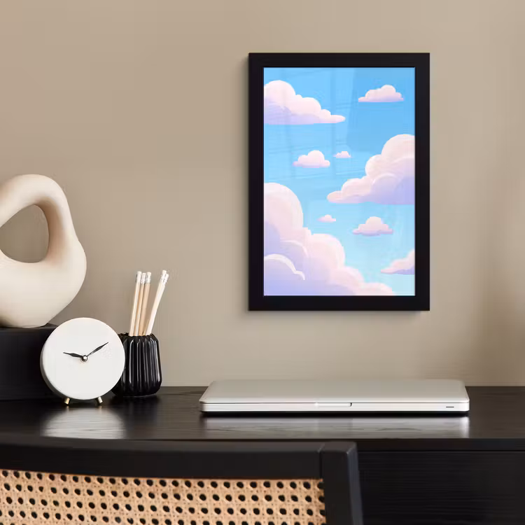 Wolken - Roze - Blauw - Natuur - Modern fotolijst zwart zonder passe partout klein -sfeer1