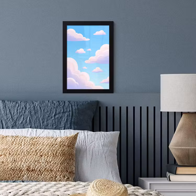 Wolken - Roze - Blauw - Natuur - Modern fotolijst zwart zonder passe partout klein -sfeer3