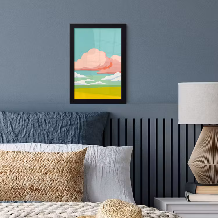 Wolken - Roze - Natuur - Modern - Pastel fotolijst zwart zonder passe partout klein -sfeer3