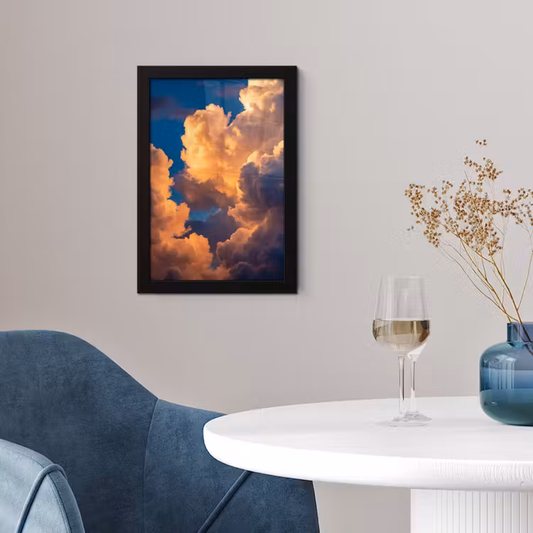 Wolken - Zonsondergang - Natuur - Oranje - Blauw fotolijst zwart zonder passe partout klein -sfeer4