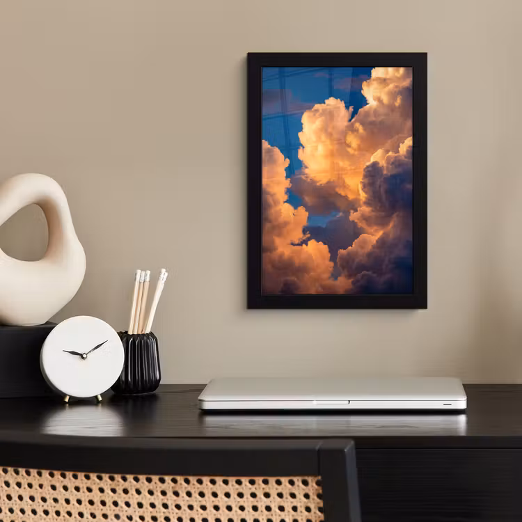 Wolken - Zonsondergang - Natuur - Oranje - Blauw fotolijst zwart zonder passe partout klein -sfeer1