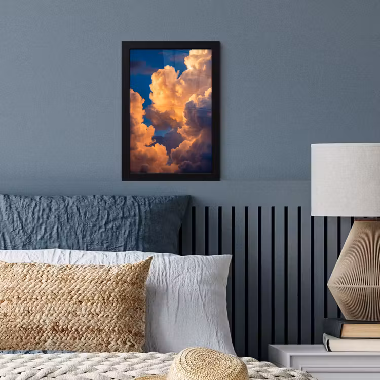 Wolken - Zonsondergang - Natuur - Oranje - Blauw fotolijst zwart zonder passe partout klein -sfeer3