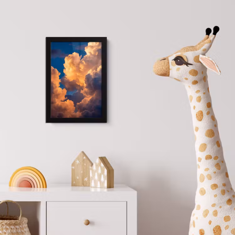 Wolken - Zonsondergang - Natuur - Oranje - Blauw fotolijst zwart zonder passe partout klein -usfeer4_kinderkamer