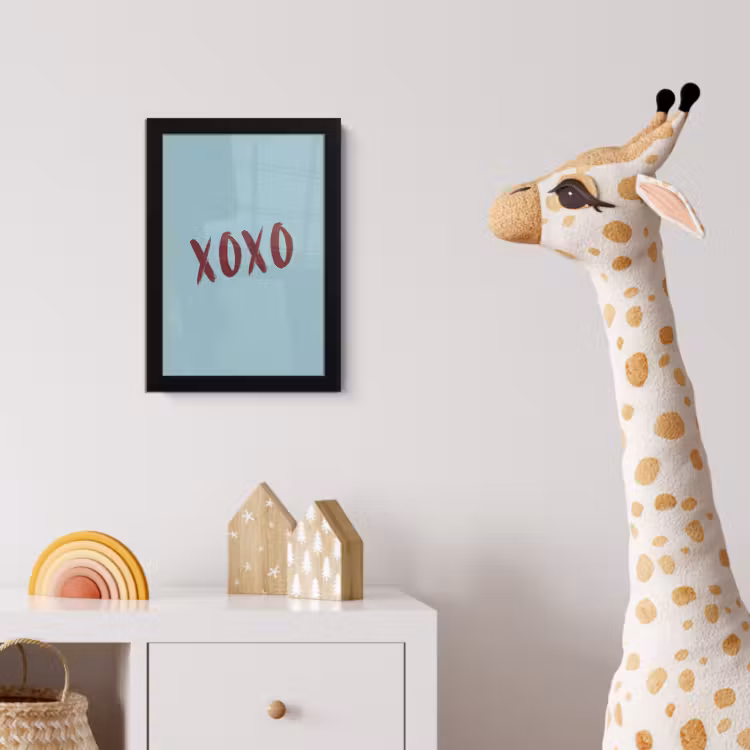 XOXO - Blauw - Rood fotolijst zwart zonder passe partout klein -usfeer4_kinderkamer