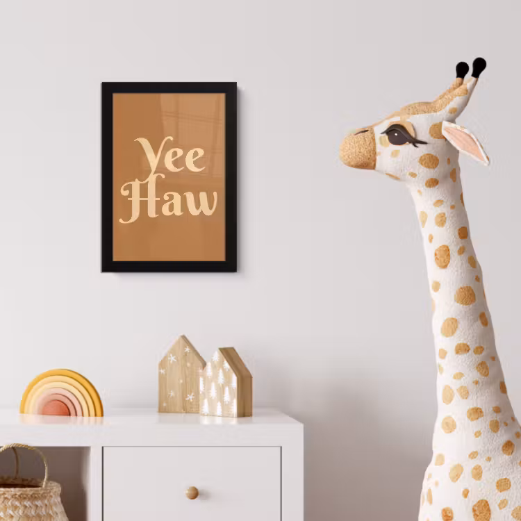 Yee haw - Bruin - Minimalistisch fotolijst zwart zonder passe partout klein -usfeer4_kinderkamer
