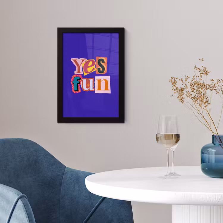 Yes fun - Kleurrijk - Collage-stijl fotolijst zwart zonder passe partout klein -sfeer4