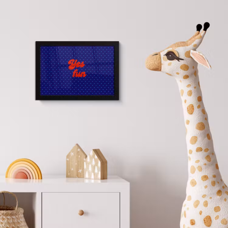 Yes fun - Rood - Blauw - Stippen fotolijst zwart zonder passe partout klein -usfeer4_kinderkamer