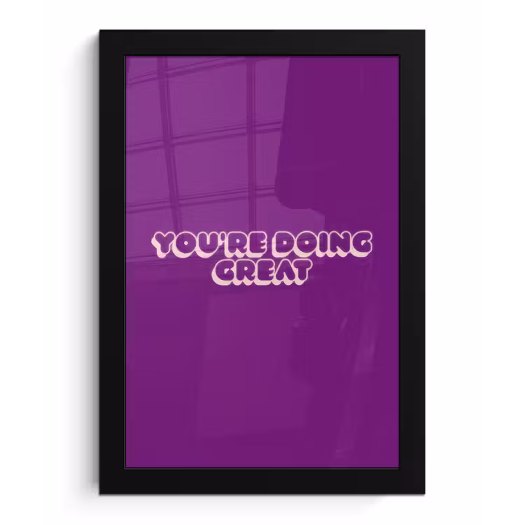You're doing great - Paars - Bubble letters fotolijst zwart zonder passe partout klein -3d