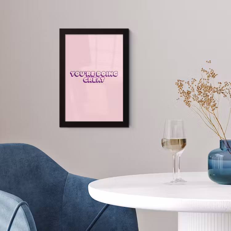 You're doing great - roze - 3D fotolijst zwart zonder passe partout klein -sfeer4