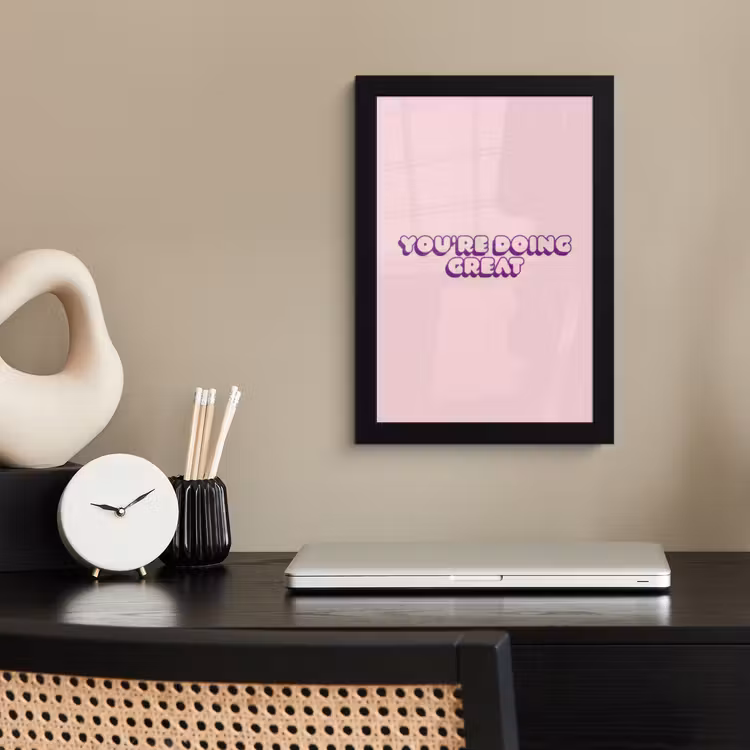 You're doing great - roze - 3D fotolijst zwart zonder passe partout klein -sfeer1