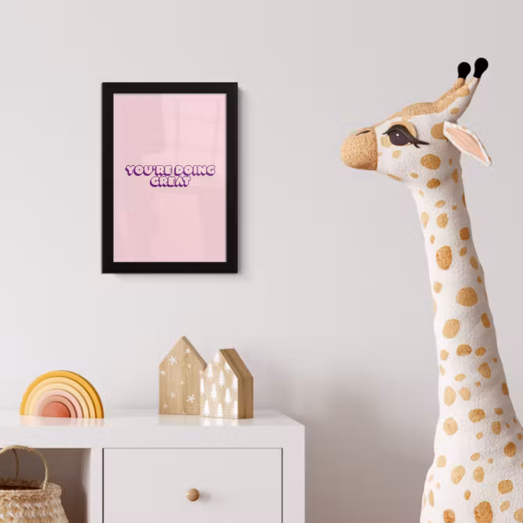 You're doing great - roze - 3D fotolijst zwart zonder passe partout klein -usfeer4_kinderkamer