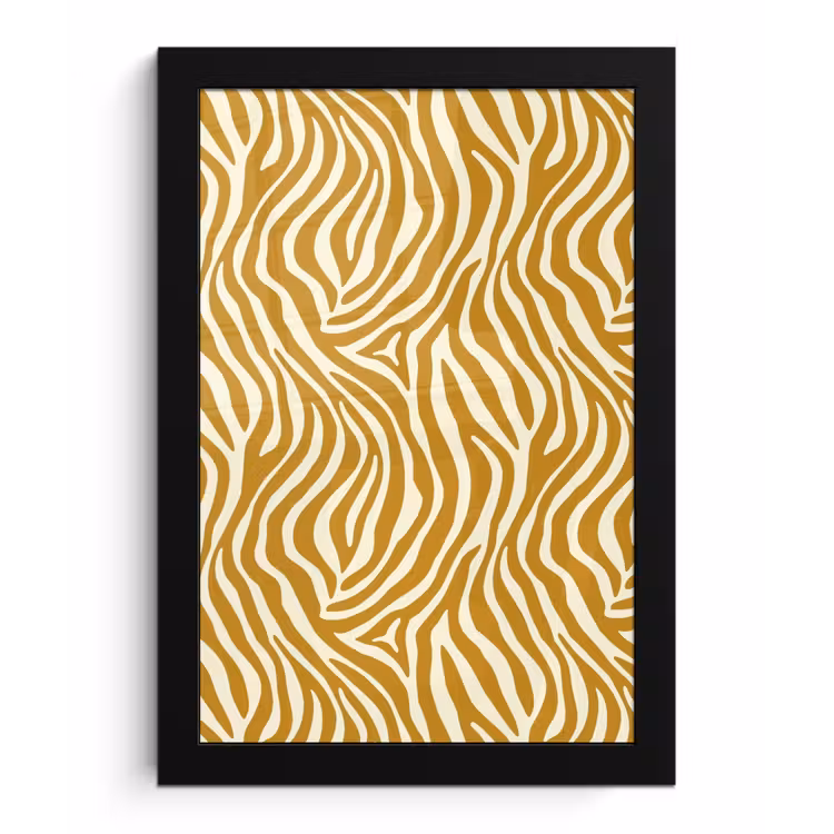 Zebra - Klassiek - Oker - Geel fotolijst zwart zonder passe partout klein 224 -3d