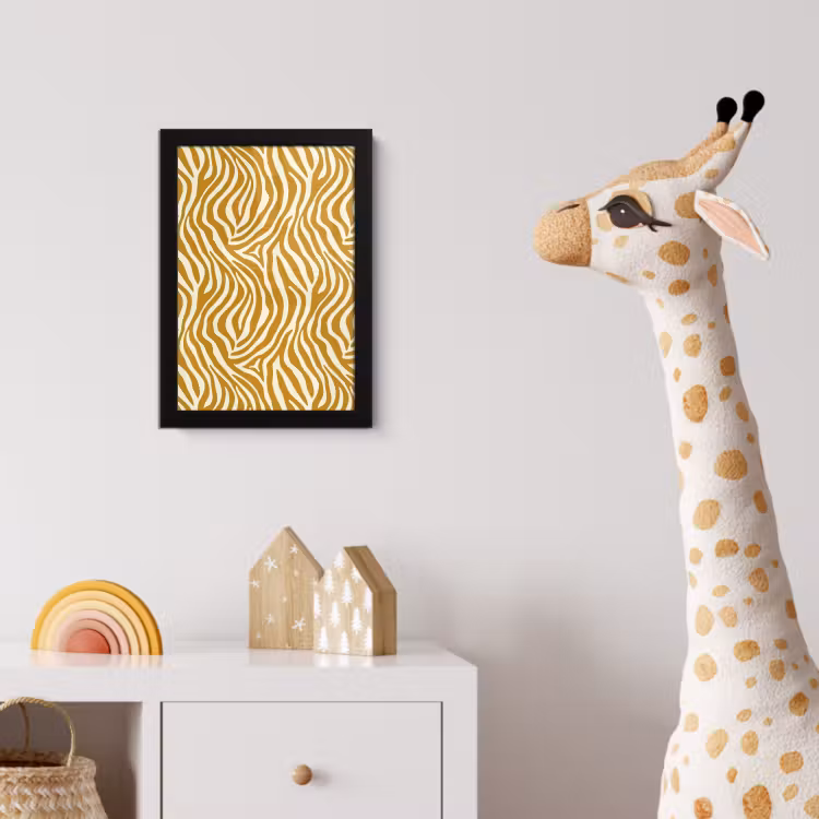Zebra - Klassiek - Oker - Geel fotolijst zwart zonder passe partout klein 224 -usfeer4_kinderkamer