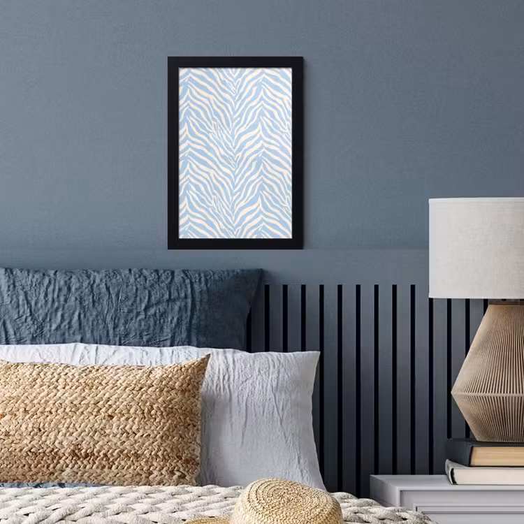 Zebra - Motief - Blauw - Wit fotolijst zwart zonder passe partout klein 224 -sfeer3
