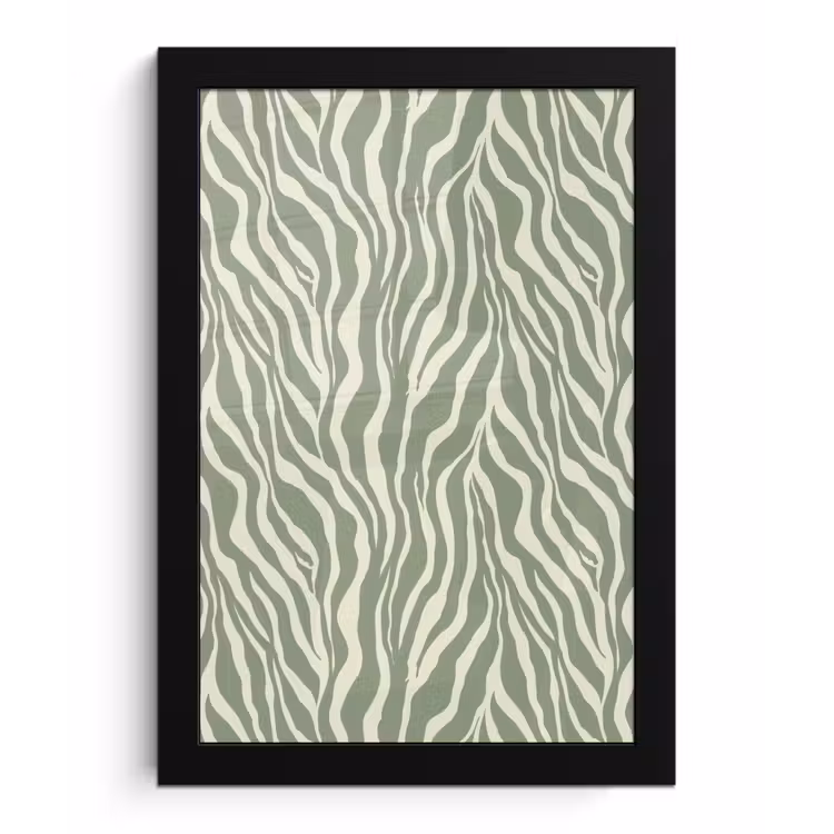 Zebra - Motief - Groen fotolijst zwart zonder passe partout klein 224 -3d