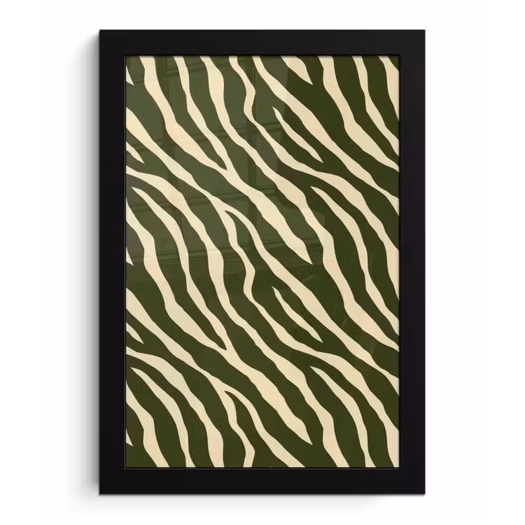 Zebra - Patroon - Groen fotolijst zwart zonder passe partout klein 224 -3d
