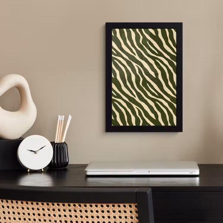 Zebra - Patroon - Groen fotolijst zwart zonder passe partout klein 224 -sfeer1
