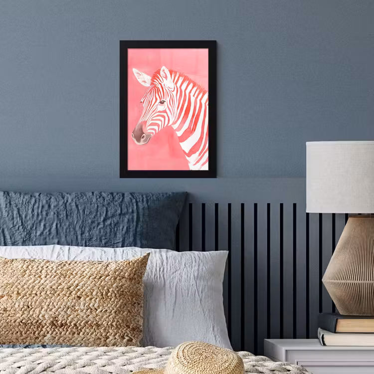 Zebra - Pink - Verf fotolijst zwart zonder passe partout klein -sfeer3