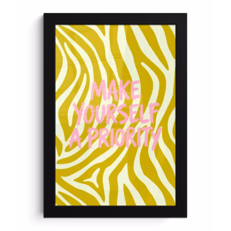 Zebraprint - Priority - Roze fotolijst zwart zonder passe partout klein -3d