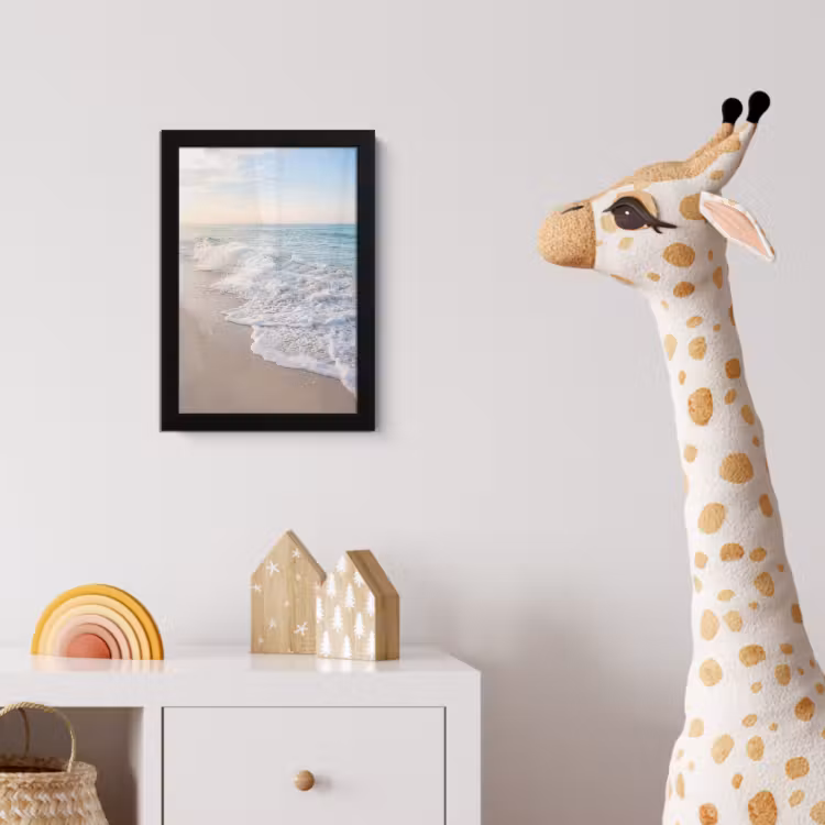 Zee - Golven - Strand - Natuur - Wit fotolijst zwart zonder passe partout klein -usfeer4_kinderkamer