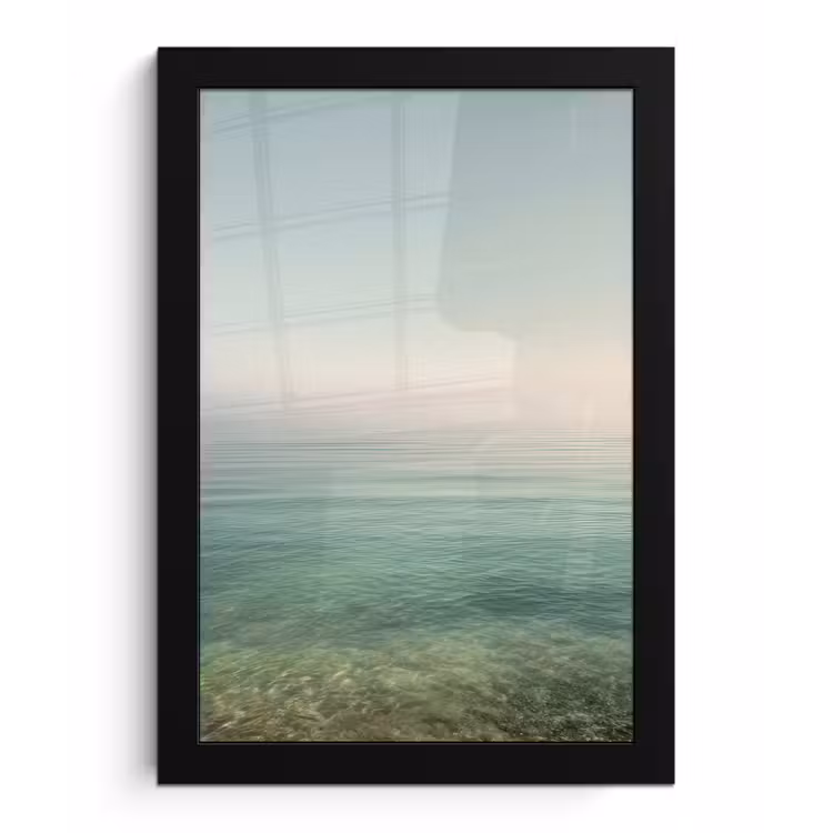 Zee - Horizon - Blauw - Mist fotolijst zwart zonder passe partout klein -3d