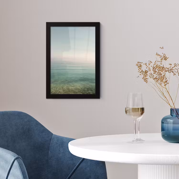 Zee - Horizon - Blauw - Mist fotolijst zwart zonder passe partout klein -sfeer4