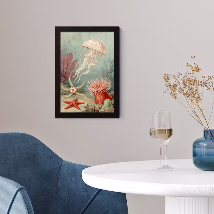 Zeeleven - Kwal - Onderwater - Illustratie - Beige fotolijst zwart zonder passe partout klein -sfeer4