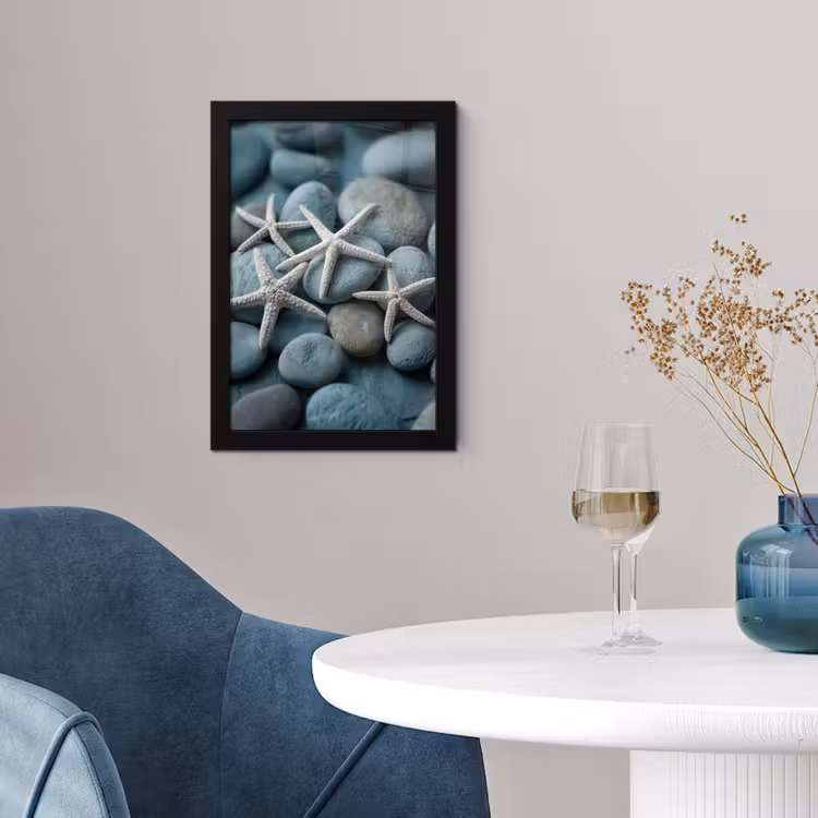 Zeesterren - Stenen - Wit fotolijst zwart zonder passe partout klein -sfeer4