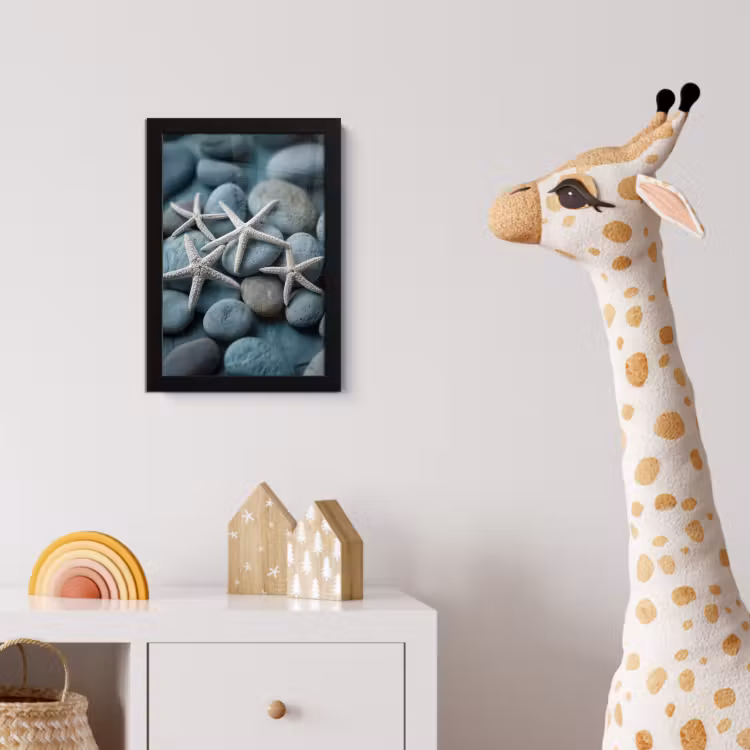 Zeesterren - Stenen - Wit fotolijst zwart zonder passe partout klein -usfeer4_kinderkamer