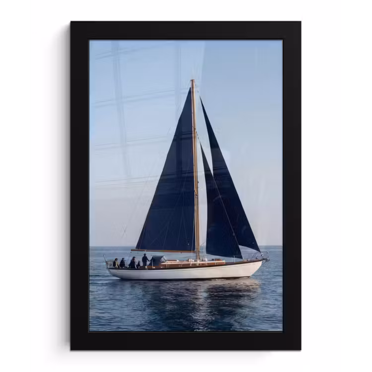 Zeilboot - Zee - Blauw fotolijst zwart zonder passe partout klein -3d