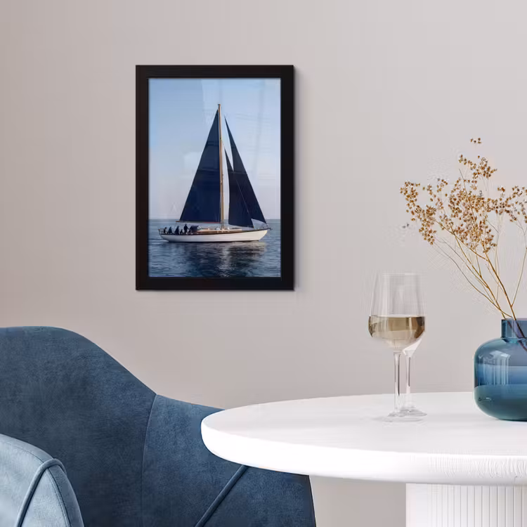 Zeilboot - Zee - Blauw fotolijst zwart zonder passe partout klein -sfeer4